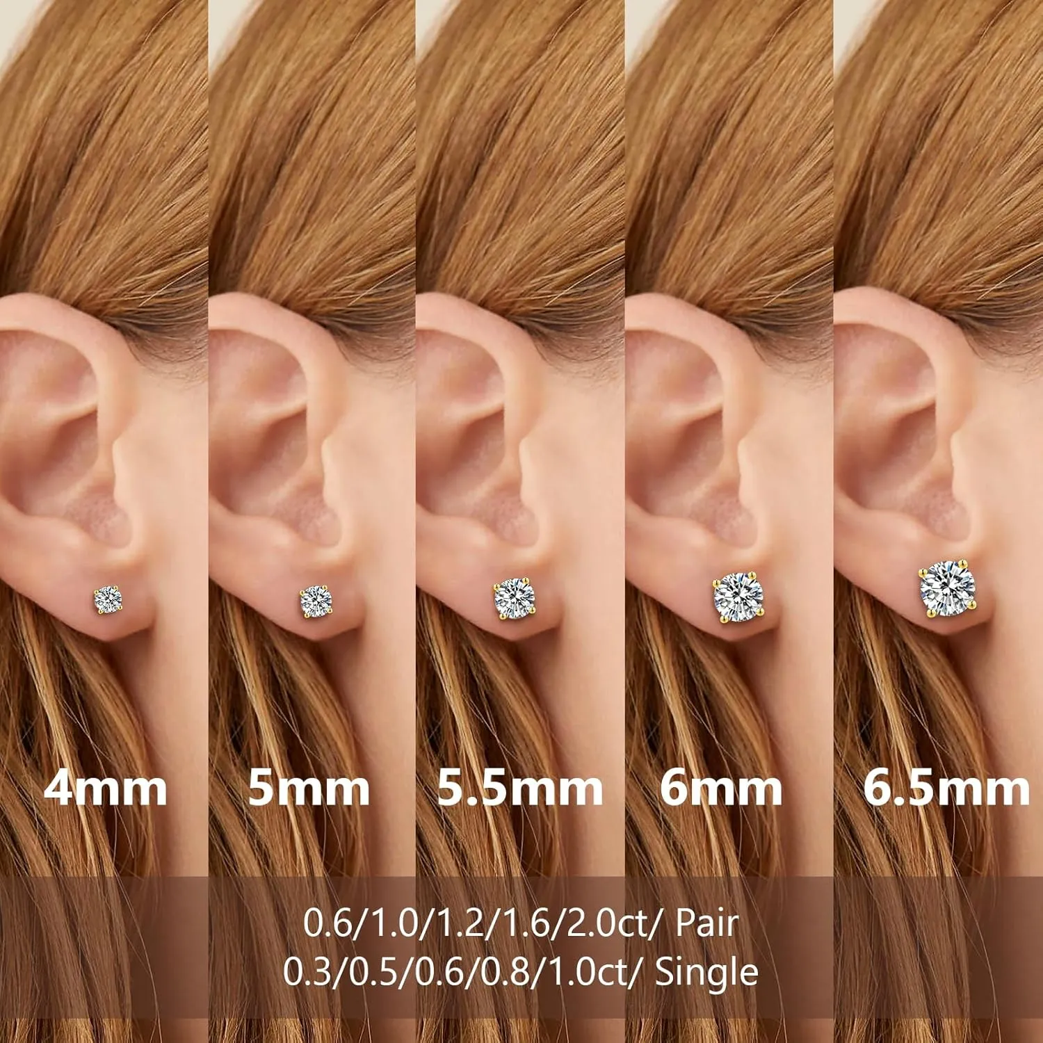 KRKC&CO Moissanite Studs Earrings, Sparkly Earrings, S925 Sterling Silver, 4-Prong, 0.6-3CT, D Color, VVS1, 14K White Jewelry Gift for Women