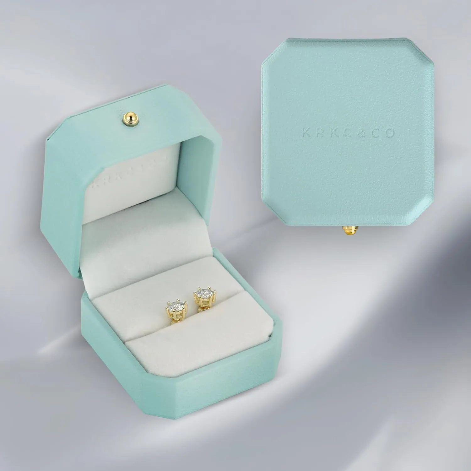 KRKC&CO Moissanite Studs Earrings, Sparkly Lab Created Earrings, S925 Sterling Silver, 6-Prong, 0.6-3CT, D Color, VVS1, 14K White Jewelry Gifts for Women