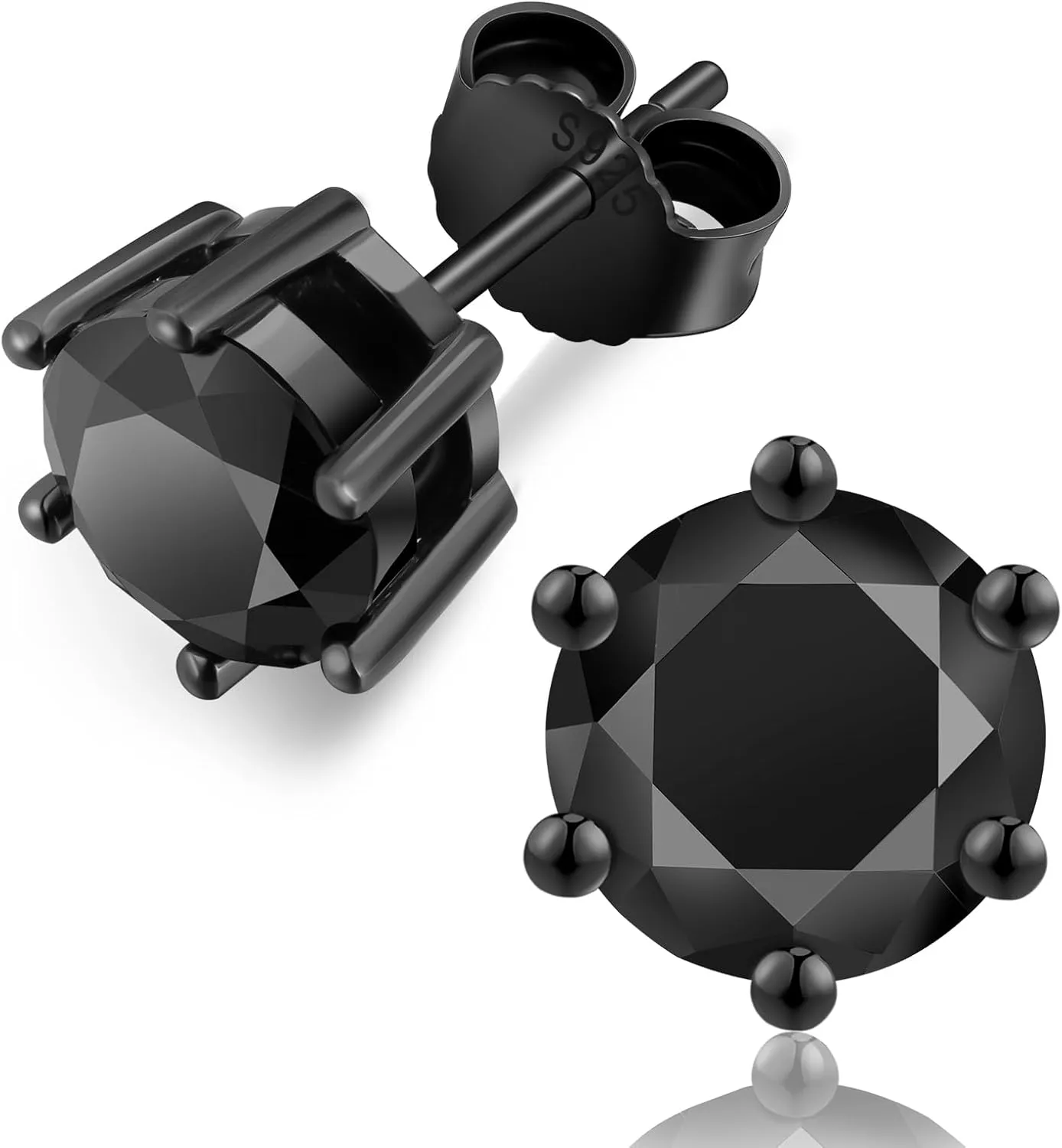 KRKC&CO Moissanite Studs Earrings, Sparkly Lab Created Earrings, S925 Sterling Silver, 6-Prong, 0.6-3CT, D Color, VVS1, 14K White Jewelry Gifts for Women