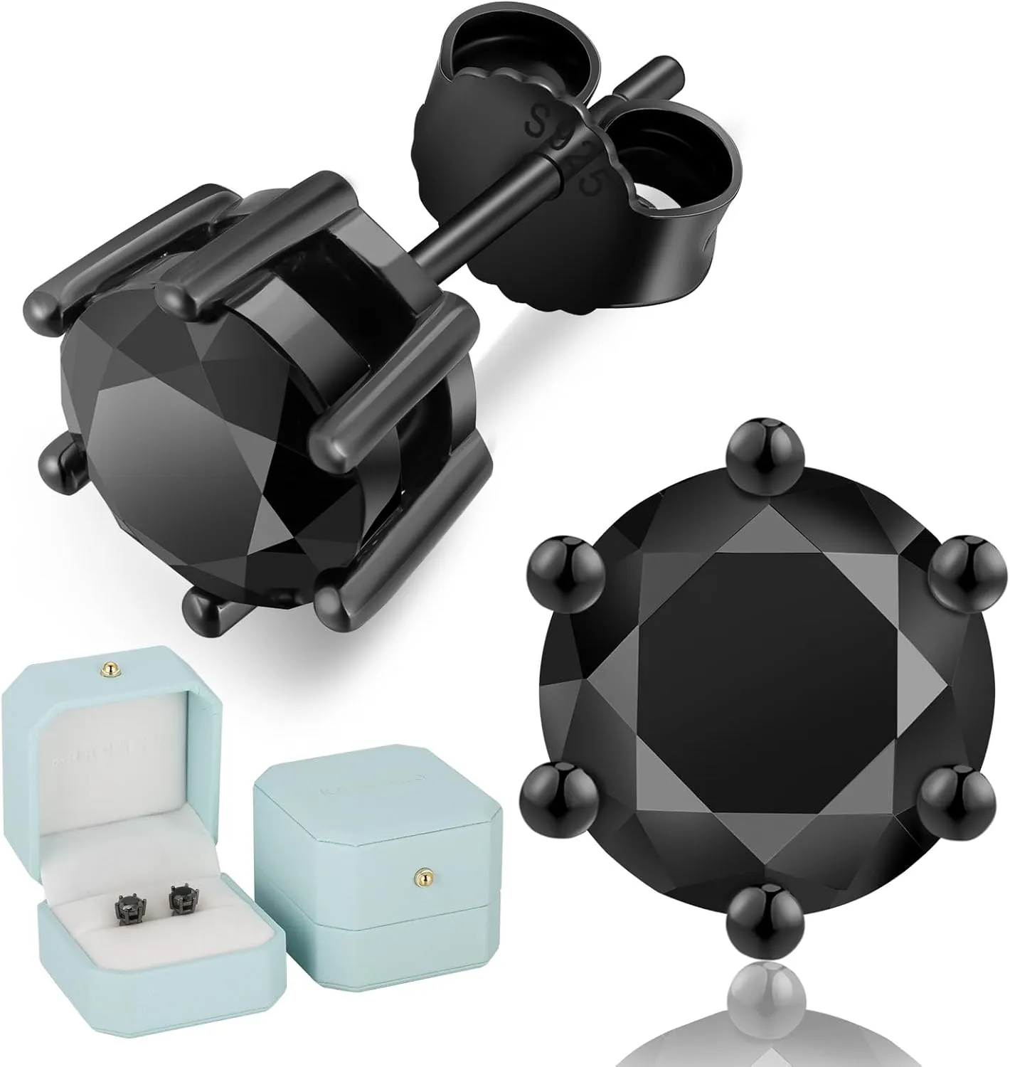 KRKC&CO Moissanite Studs Earrings, Sparkly Lab Created Earrings, S925 Sterling Silver, 6-Prong, 0.6-3CT, D Color, VVS1, 14K White Jewelry Gifts for Women