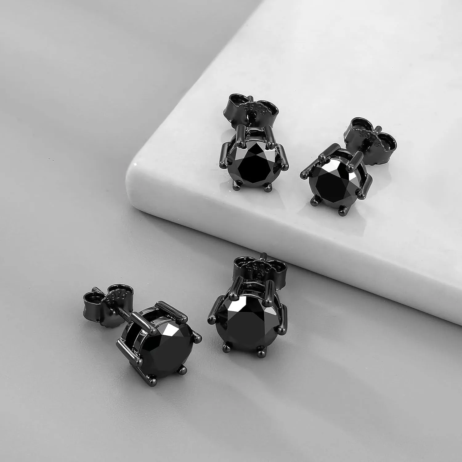 KRKC&CO Moissanite Studs Earrings, Sparkly Lab Created Earrings, S925 Sterling Silver, 6-Prong, 0.6-3CT, D Color, VVS1, 14K White Jewelry Gifts for Women