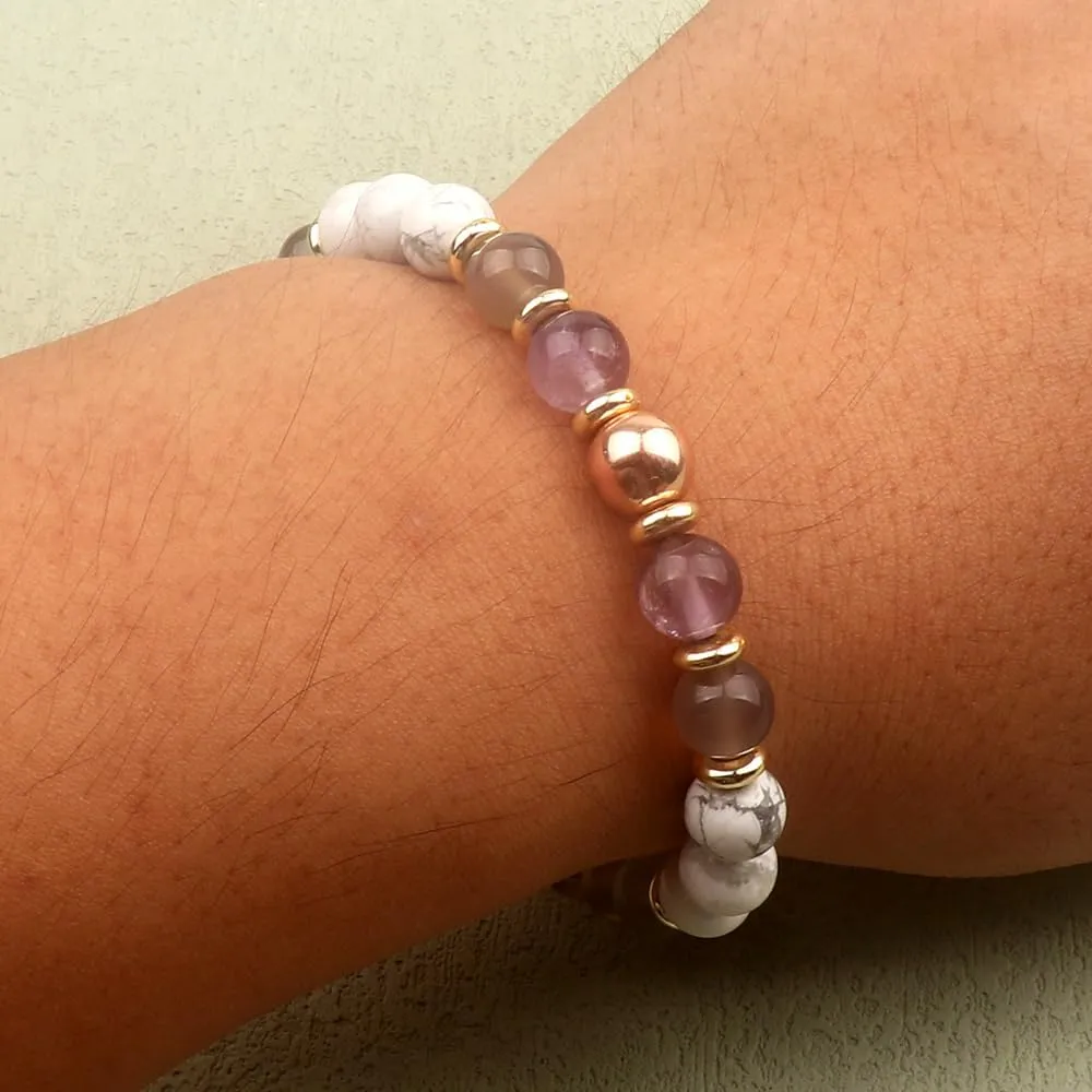 KSQS Healing Stone Bead Bracelet for Women, Natural Gemstones Balance Protection Bracelet, Spiritual Crystal Beads Bracelet Anxiety Relief with Meaning Card