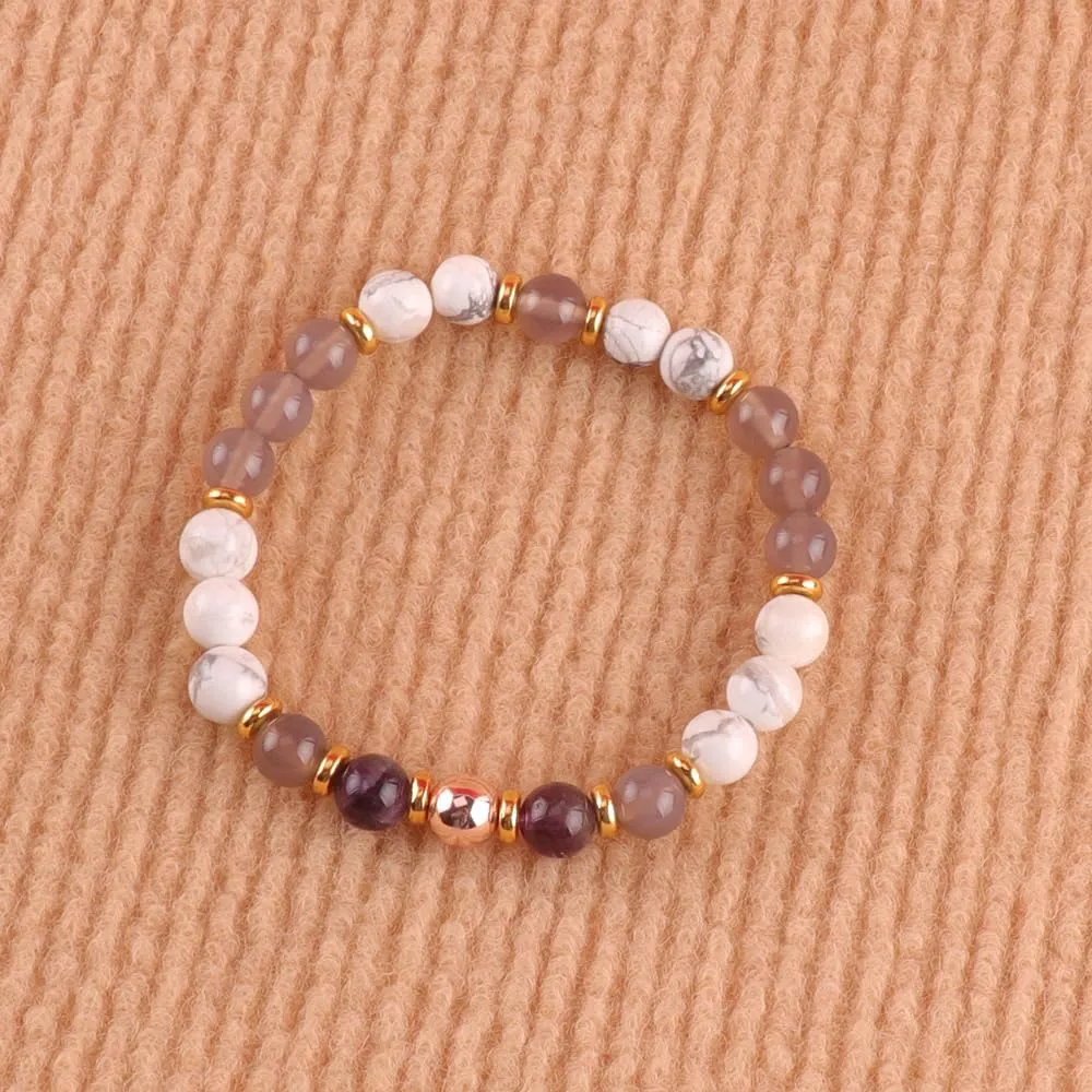 KSQS Healing Stone Bead Bracelet for Women, Natural Gemstones Balance Protection Bracelet, Spiritual Crystal Beads Bracelet Anxiety Relief with Meaning Card