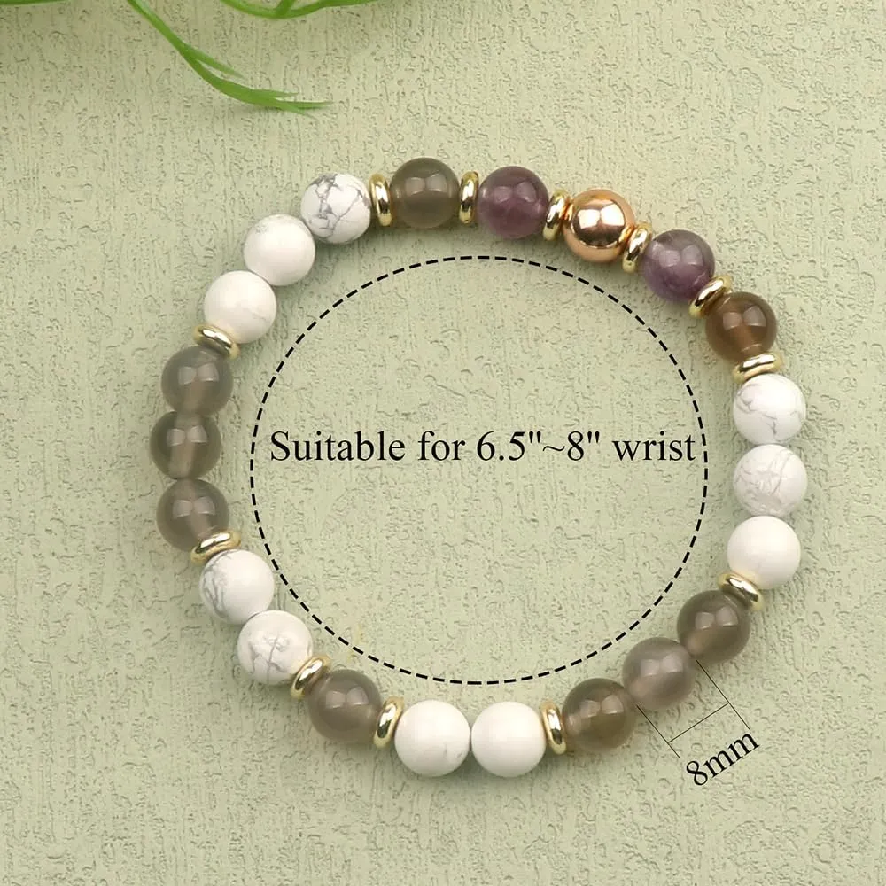 KSQS Healing Stone Bead Bracelet for Women, Natural Gemstones Balance Protection Bracelet, Spiritual Crystal Beads Bracelet Anxiety Relief with Meaning Card