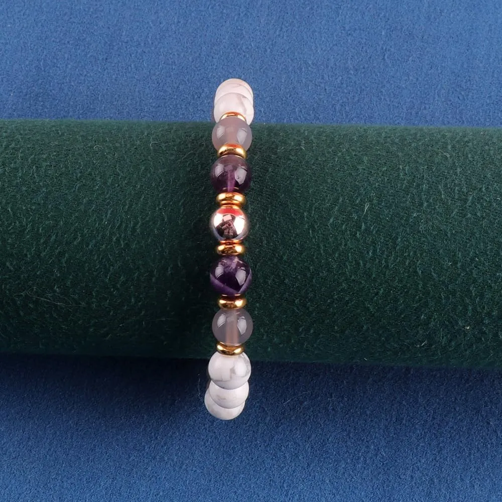 KSQS Healing Stone Bead Bracelet for Women, Natural Gemstones Balance Protection Bracelet, Spiritual Crystal Beads Bracelet Anxiety Relief with Meaning Card