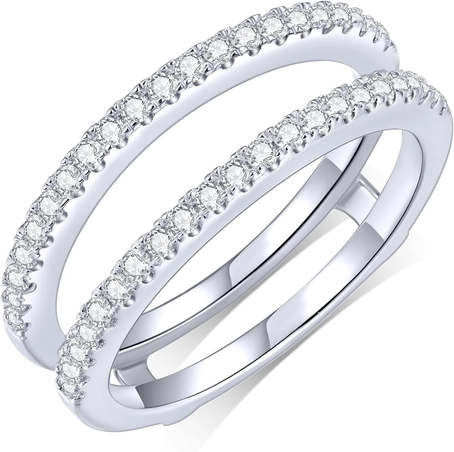 KSTYLE Moissanite Ring Enhancer Wedding Bands for Women Ring Guard for Engagement Rings, D Color VVS1 Lab Created Moissanite Rings 925 Sterling Silver Wedding Ring Protector(V-Shape)