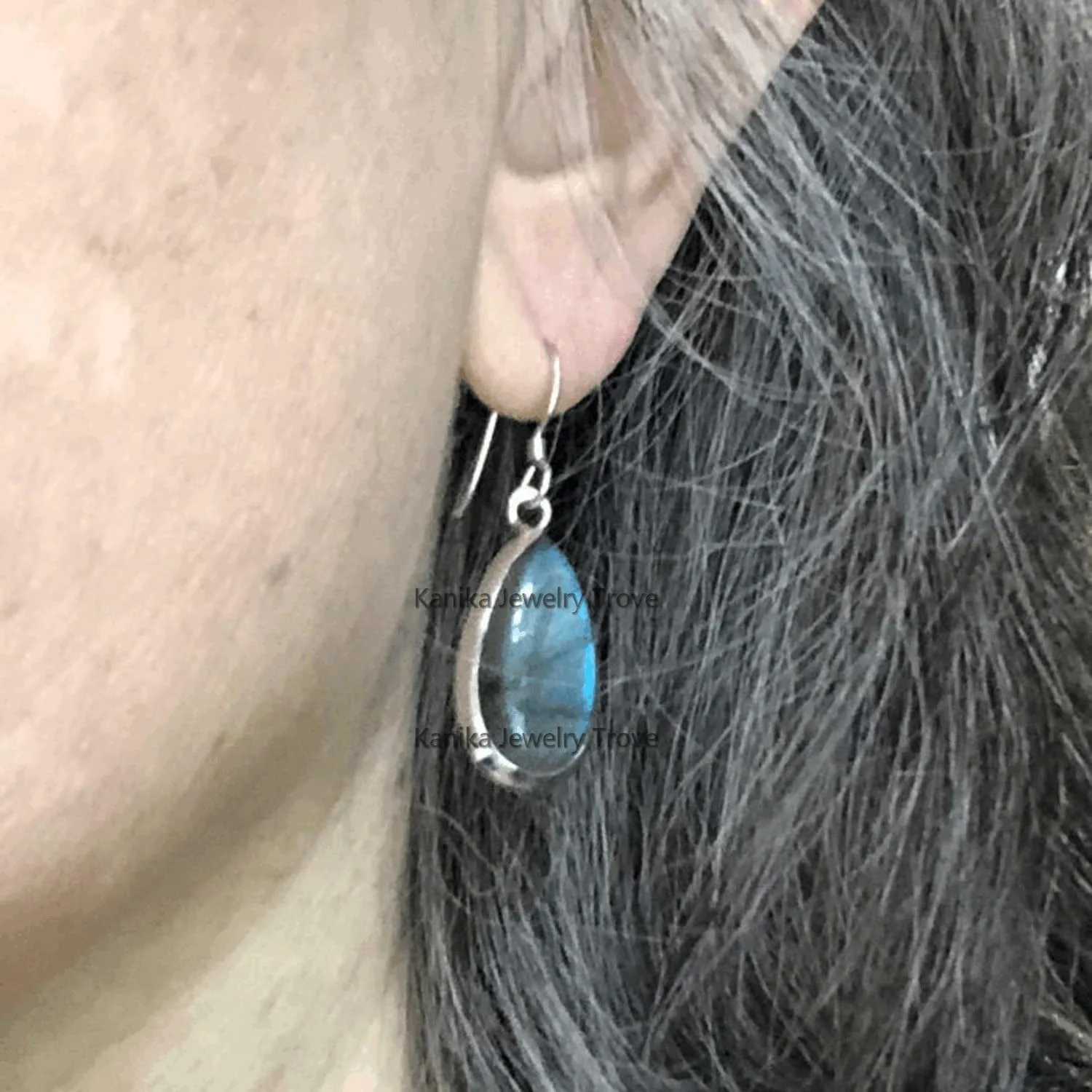 Labradorite 925 Sterling Silver Teardrop Earrings Gift for Women & Girl