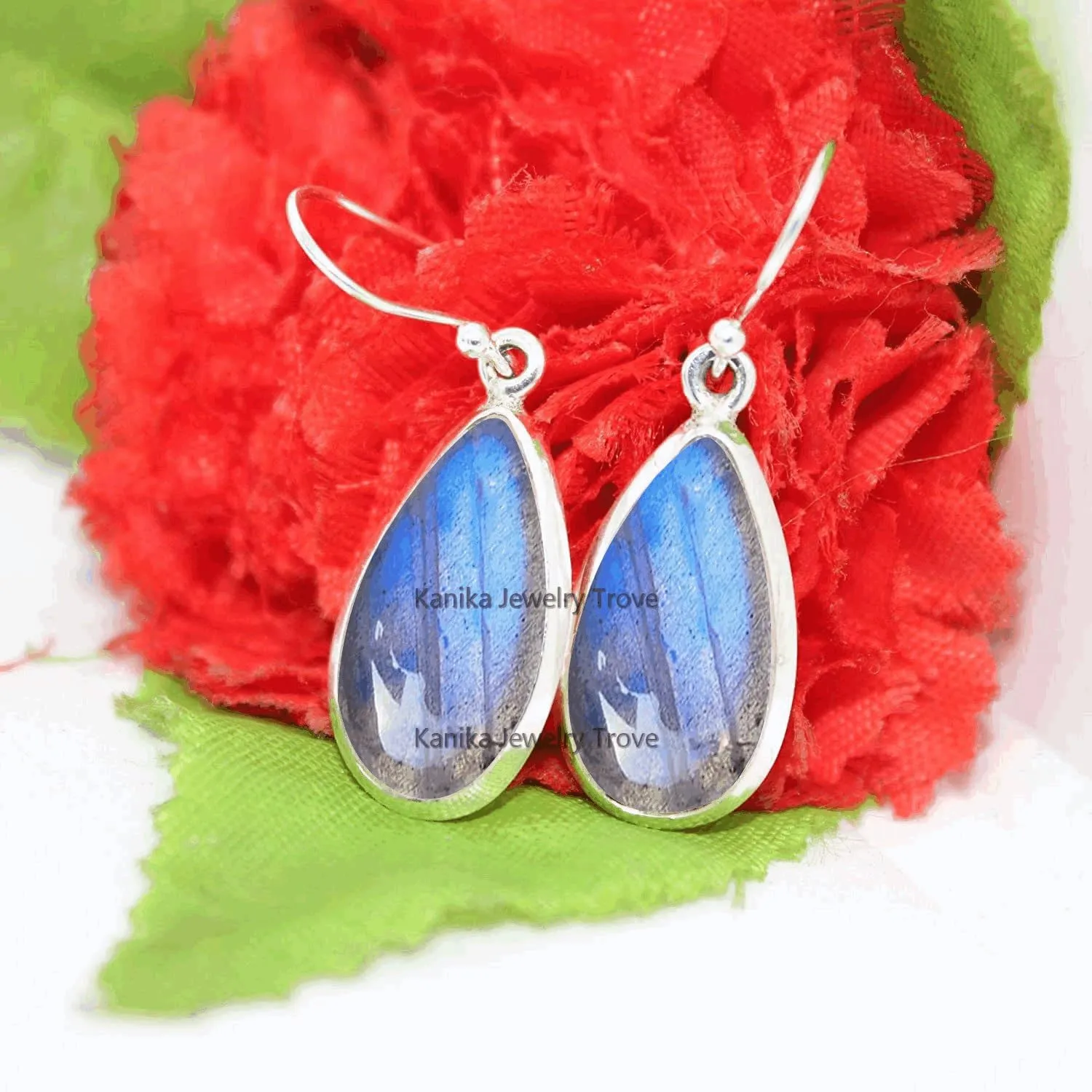 Labradorite 925 Sterling Silver Teardrop Earrings Gift for Women & Girl