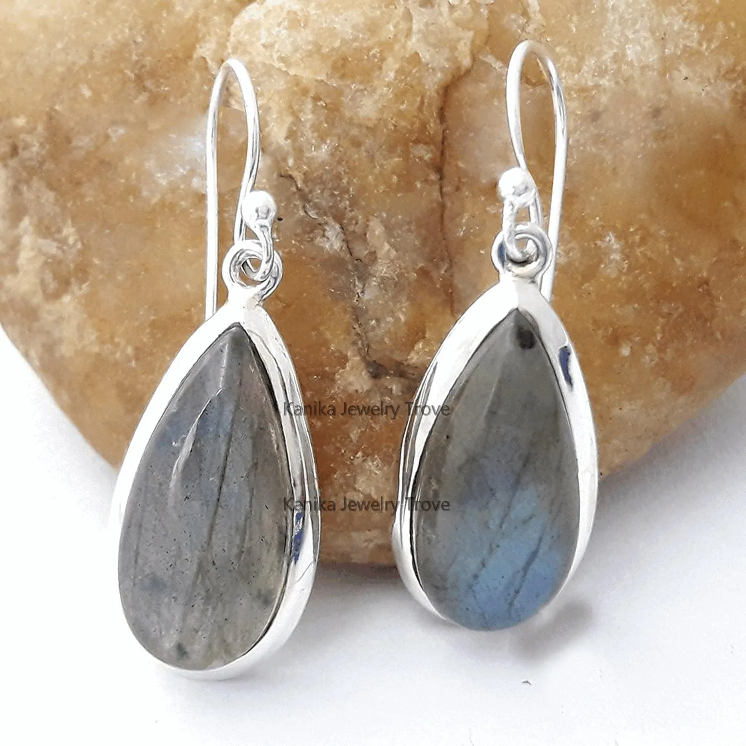 Labradorite 925 Sterling Silver Teardrop Earrings Gift for Women & Girl