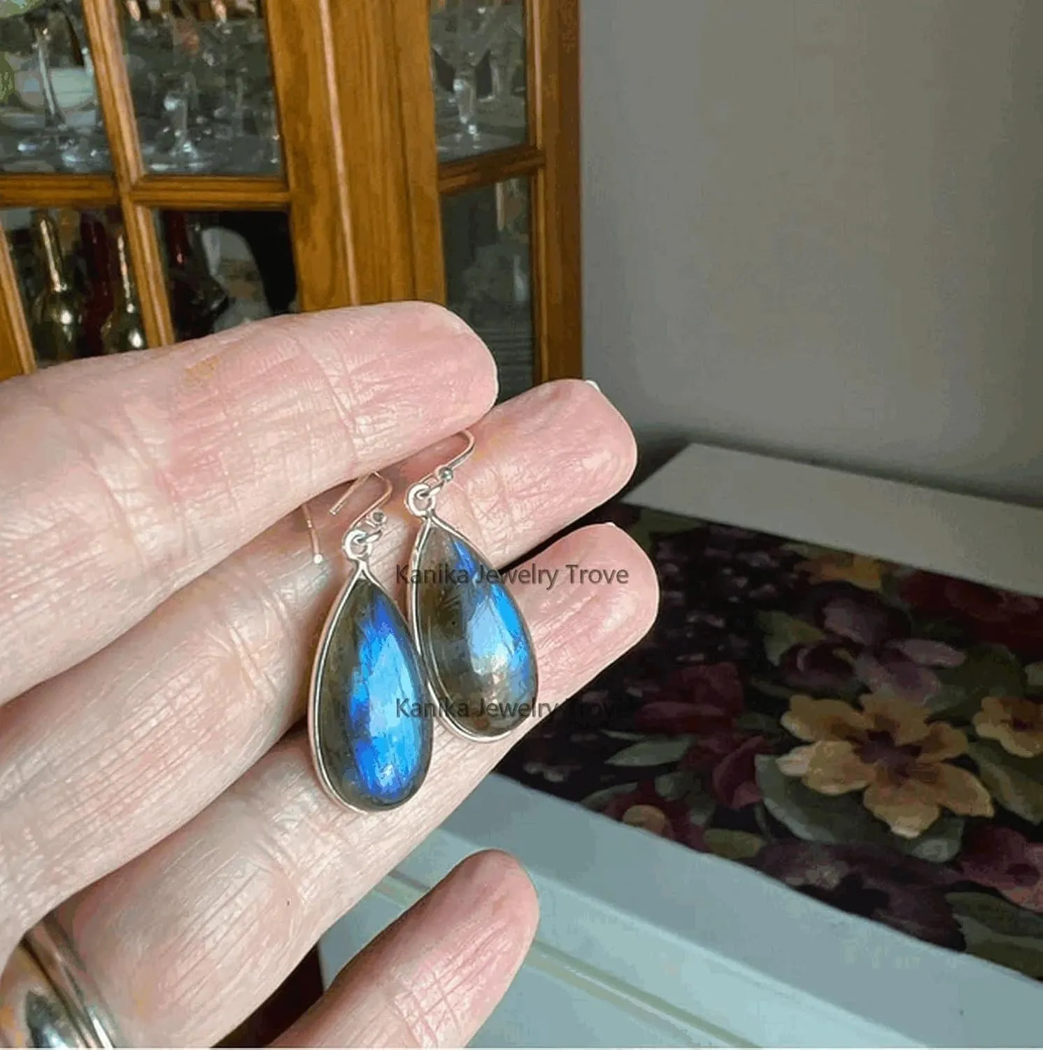 Labradorite 925 Sterling Silver Teardrop Earrings Gift for Women & Girl