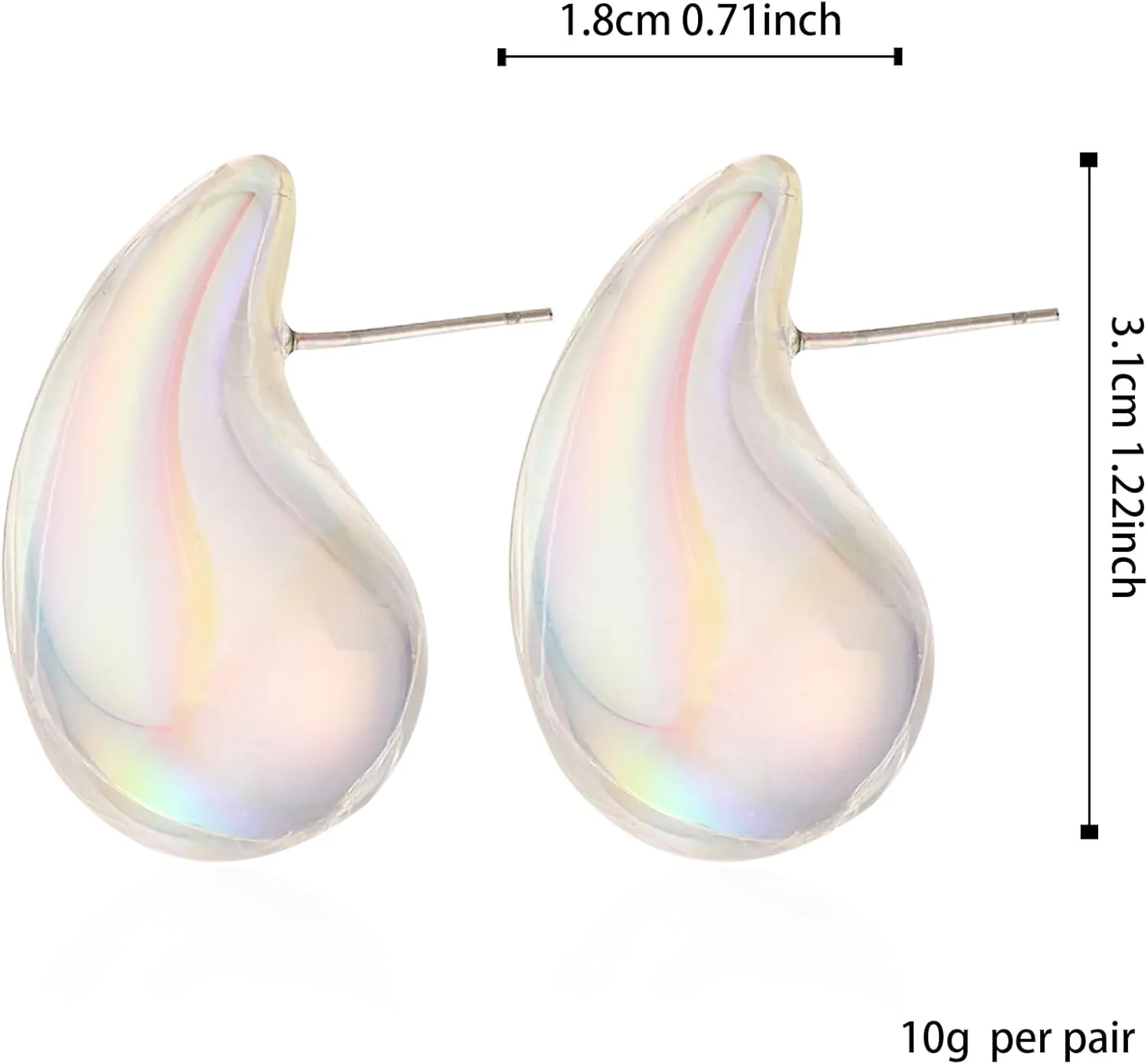 Large Teardrop Earrings Gold Silver Color Plated Lightweight Chunky Hoop Earrings Hypoallergenic Fashion Jewelry for Women