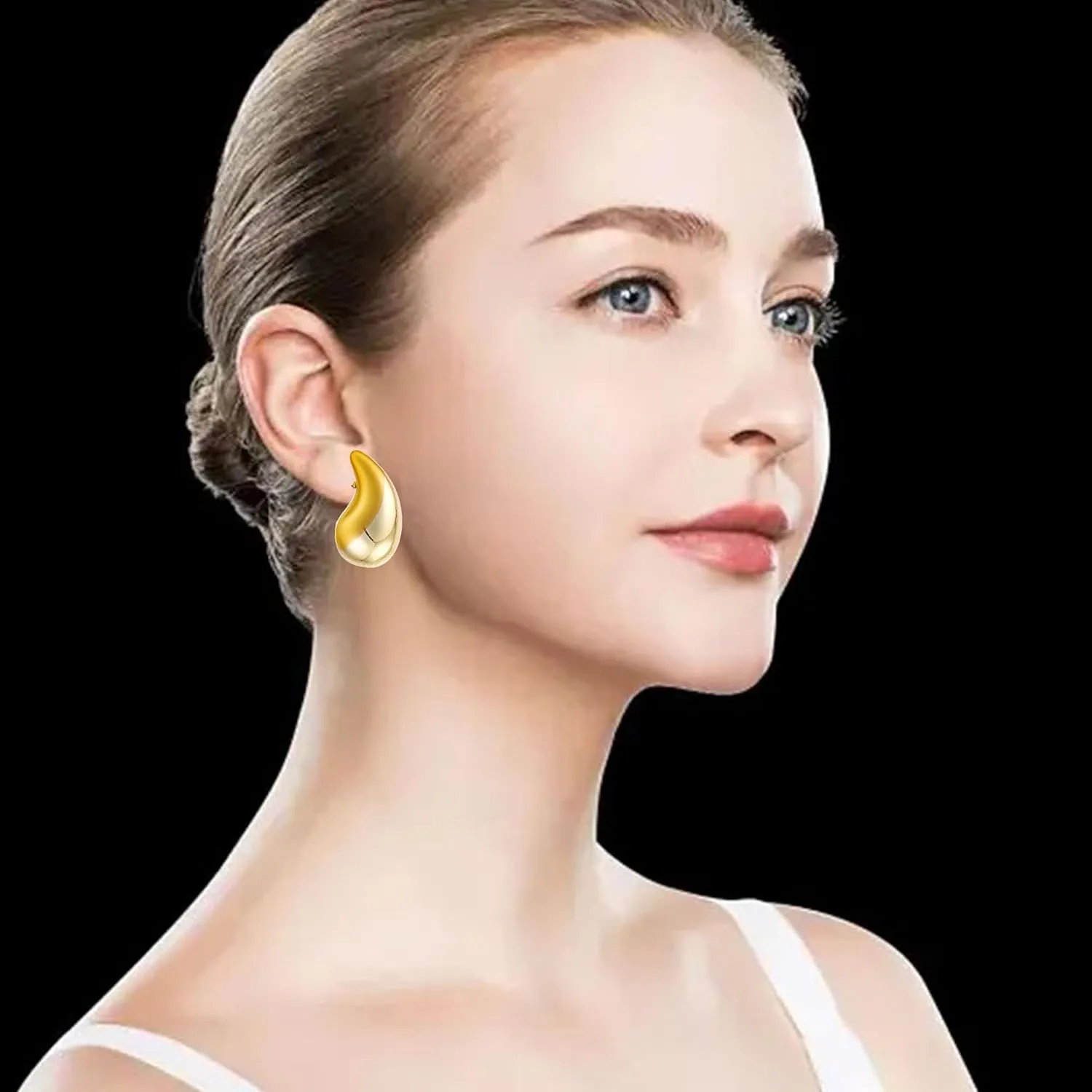 Large Teardrop Earrings Gold Silver Color Plated Lightweight Chunky Hoop Earrings Hypoallergenic Fashion Jewelry for Women
