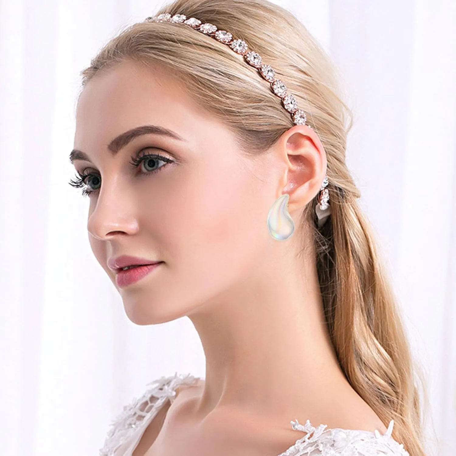 Large Teardrop Earrings Gold Silver Color Plated Lightweight Chunky Hoop Earrings Hypoallergenic Fashion Jewelry for Women