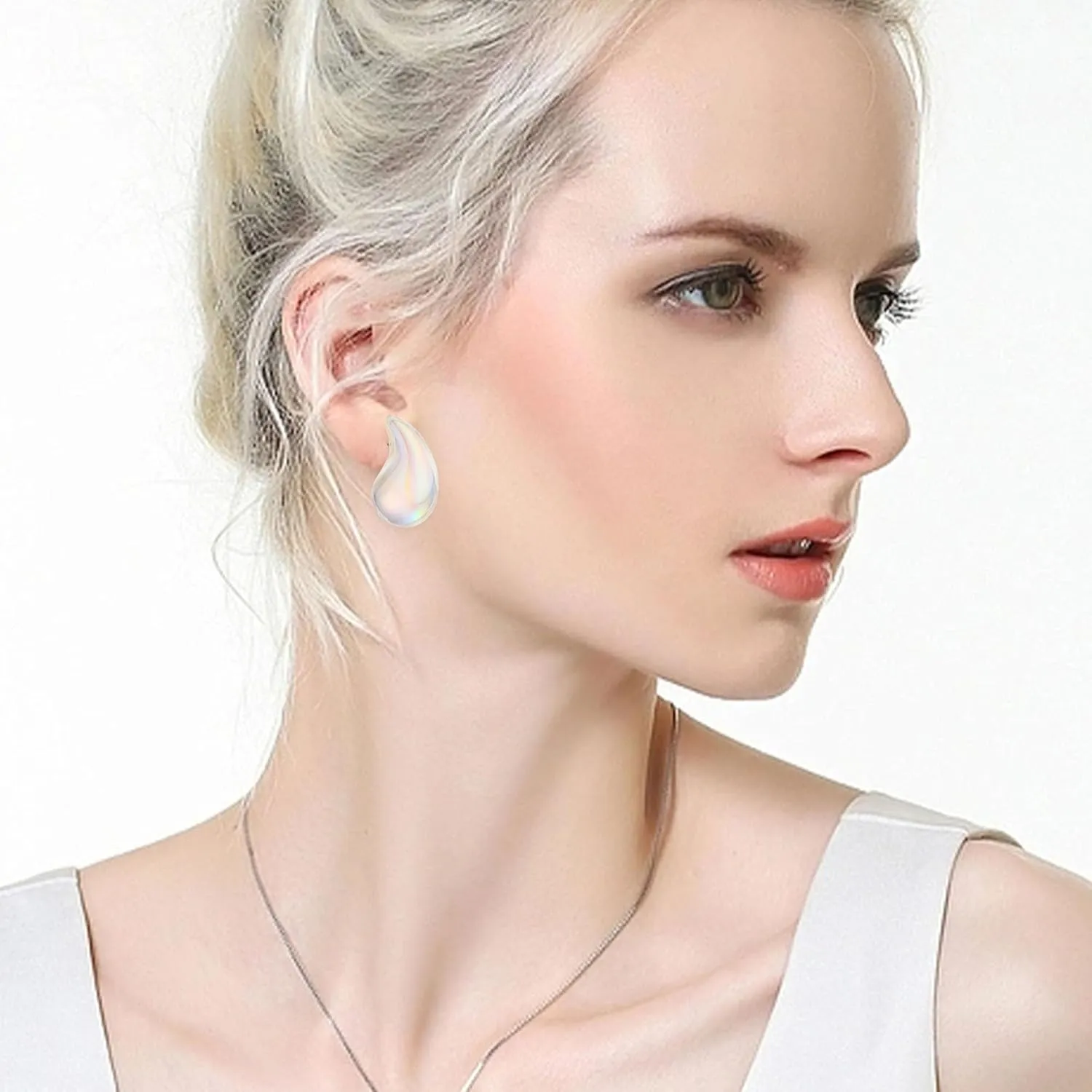 Large Teardrop Earrings Gold Silver Color Plated Lightweight Chunky Hoop Earrings Hypoallergenic Fashion Jewelry for Women