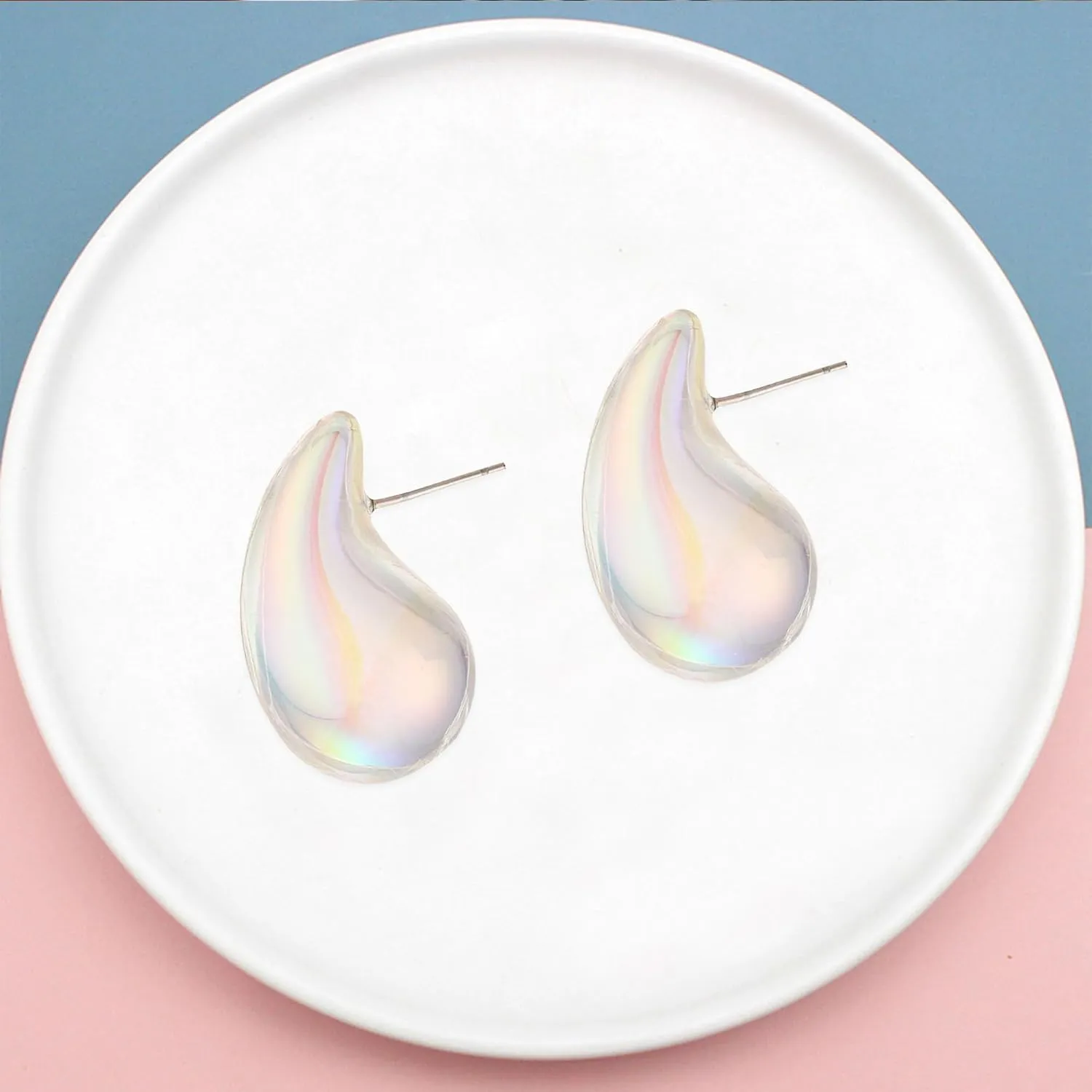 Large Teardrop Earrings Gold Silver Color Plated Lightweight Chunky Hoop Earrings Hypoallergenic Fashion Jewelry for Women