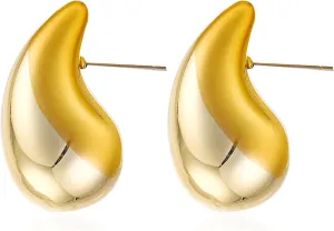 Large Teardrop Earrings Gold Silver Color Plated Lightweight Chunky Hoop Earrings Hypoallergenic Fashion Jewelry for Women