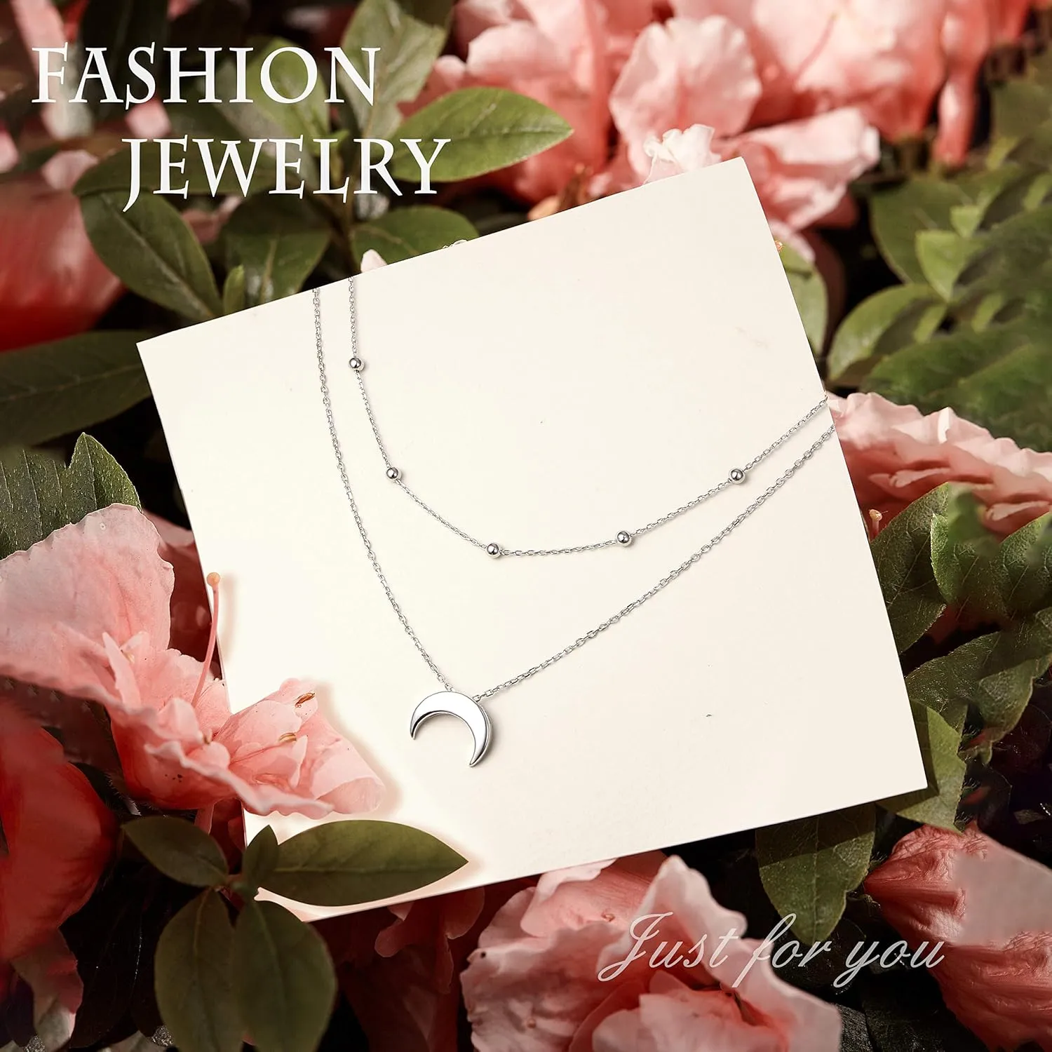 Layered Choker Necklace S925 Sterling Silver Star Full Moon Daisy Flower Pendant Disc Jewelry Adjustable Clavicle Necklaces for Women Girls Birthday Gifts