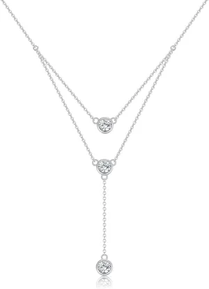 Layered Necklace 925 Sterling Silver Love Heart Cross Multilayer Adjustable Y Layered Chain Pendant Necklaces Jewelry for Women