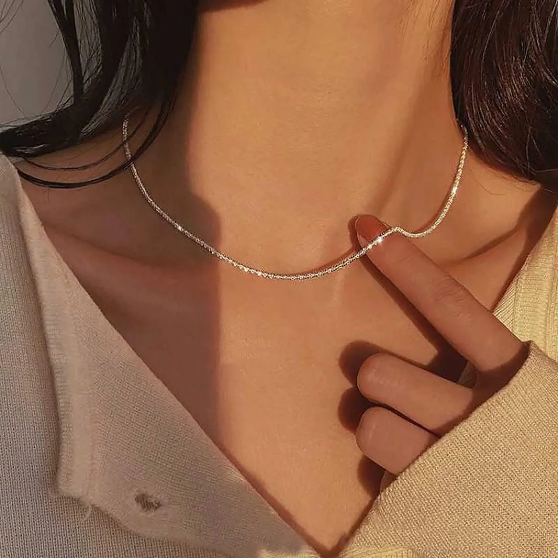 Layered Necklace for Women Dainty 14K Gold/Silver Plated Necklaces Trendy Herringbone Rope Chain Necklace Set Simple Stacked Choker Layering Jewelry Minimalist Gifts
