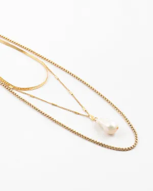 Layered Necklace with Baroque Pearl