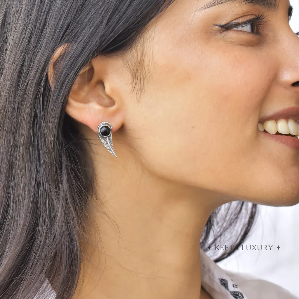 Leaf Bud - Black Onyx Studs