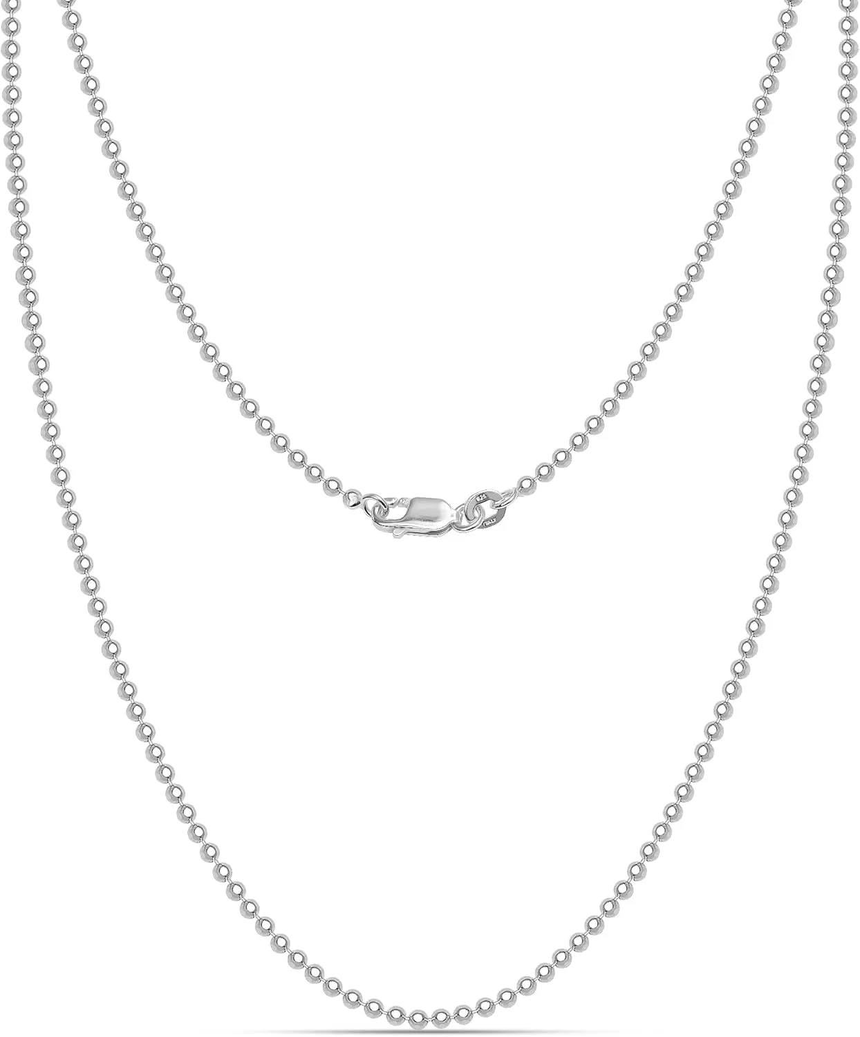 LeCalla 925 Sterling Silver Italian Jewelry Trendy Gift 1.2 MM, 1.50 MM, 2 MM, 3 MM Diamond-Cut Ball Chain Necklace for Teen Women with Lobster Clasp (16, 18, 20, 22, 24 Inches)