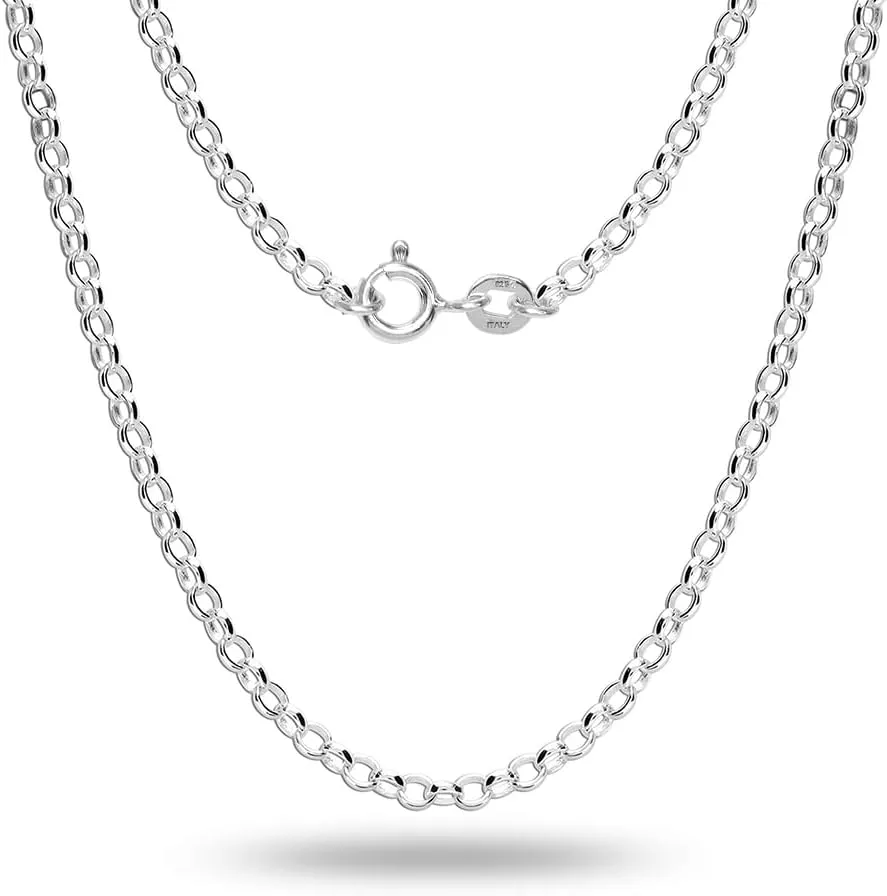 LeCalla 925 Sterling Silver Italian Jewelry Trendy Gift 1.5 MM, 2 MM, 3 MM Rolo Link Chain Necklace for Teen Women and Men with Spring Ring Clasp (16, 18, 20, 24 Inches)