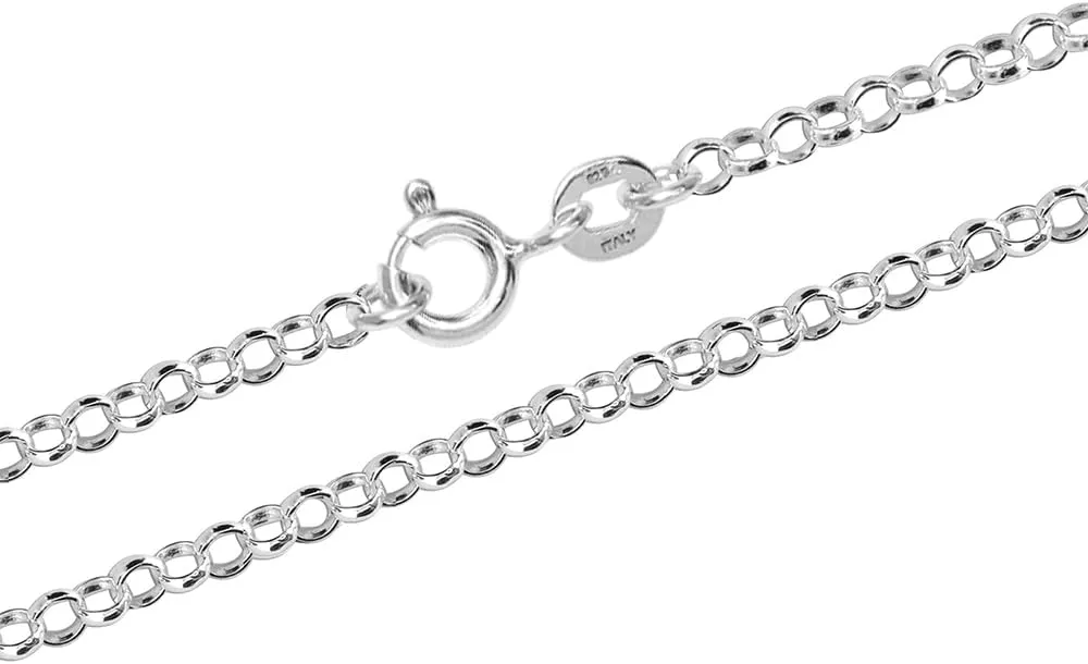 LeCalla 925 Sterling Silver Italian Jewelry Trendy Gift 1.5 MM, 2 MM, 3 MM Rolo Link Chain Necklace for Teen Women and Men with Spring Ring Clasp (16, 18, 20, 24 Inches)