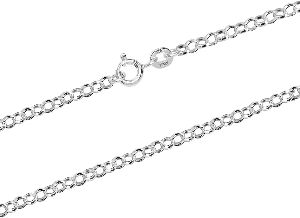 LeCalla 925 Sterling Silver Italian Jewelry Trendy Gift 1.5 MM, 2 MM, 3 MM Rolo Link Chain Necklace for Teen Women and Men with Spring Ring Clasp (16, 18, 20, 24 Inches)