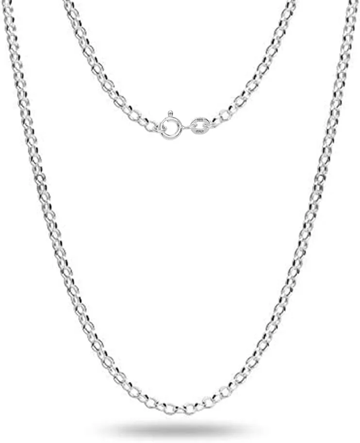 LeCalla 925 Sterling Silver Italian Jewelry Trendy Gift 1.5 MM, 2 MM, 3 MM Rolo Link Chain Necklace for Teen Women and Men with Spring Ring Clasp (16, 18, 20, 24 Inches)