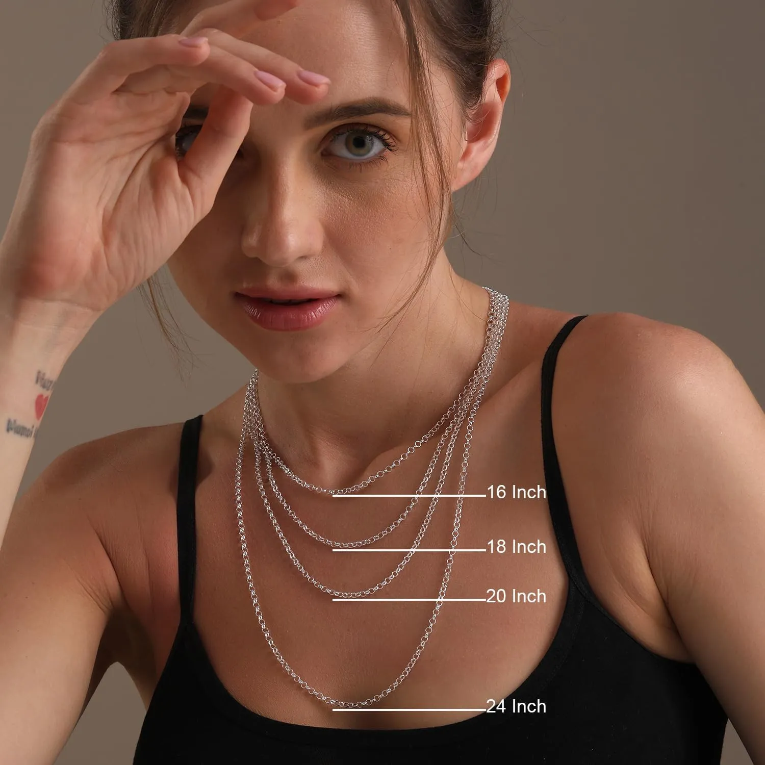 LeCalla 925 Sterling Silver Italian Jewelry Trendy Gift 1.5 MM, 2 MM, 3 MM Rolo Link Chain Necklace for Teen Women and Men with Spring Ring Clasp (16, 18, 20, 24 Inches)
