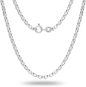 LeCalla 925 Sterling Silver Italian Jewelry Trendy Gift 1.5 MM, 2 MM, 3 MM Rolo Link Chain Necklace for Teen Women and Men with Spring Ring Clasp (16, 18, 20, 24 Inches)