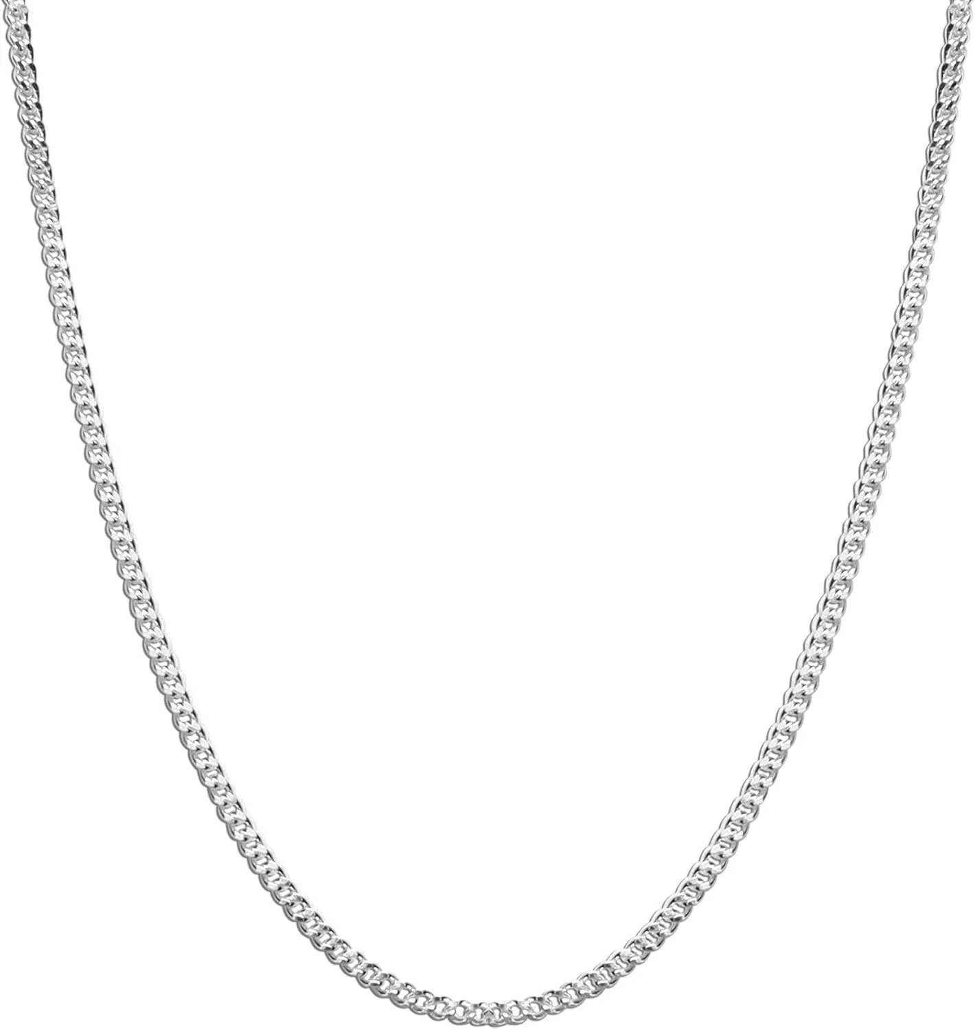 LeCalla 925 Sterling Silver Italian Thin 1.5mm Diamond-Cut Cuban Link Chain Necklace for Men Women (16, 18, 20, 22 Inches),Made in Italy
