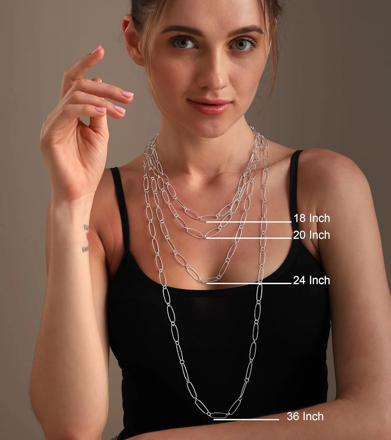 LeCalla 925 Sterling Silver Necklace Big Link 6.5MM 7MM Handmade Italian Paperclip Link Chain Necklace for Women, Made in Italy (18, 20, 24, 36 Inches)