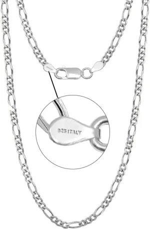 LeCalla Italian 925 Sterling Silver, 18K Gold Plated 3.5MM, 7MM Solid Diamond-Cut Figaro Link Chain Necklace for Women Men (16, 18, 20, 22, 24, 26 Inches), Made in Italy