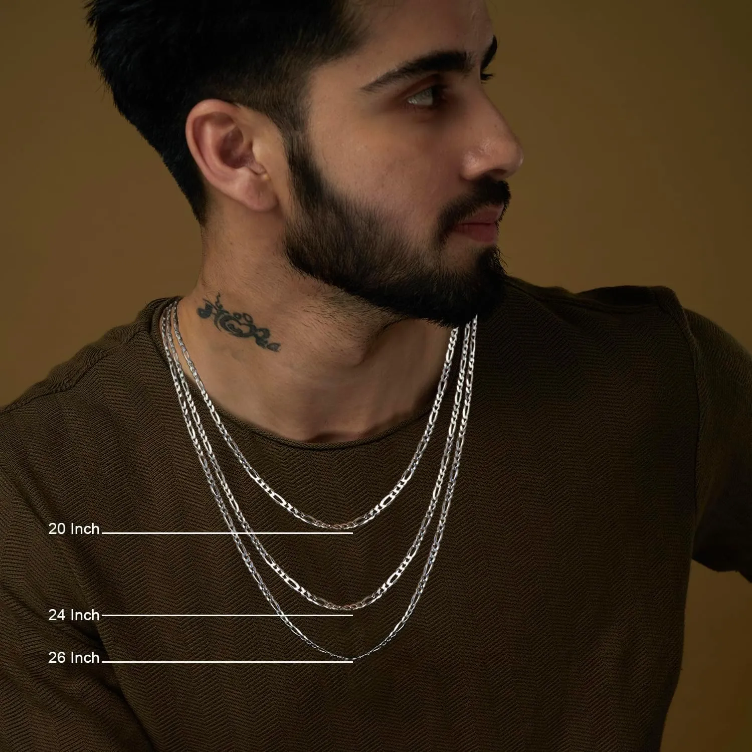 LeCalla Italian 925 Sterling Silver, 18K Gold Plated 3.5MM, 7MM Solid Diamond-Cut Figaro Link Chain Necklace for Women Men (16, 18, 20, 22, 24, 26 Inches), Made in Italy