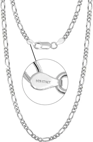 LeCalla Italian 925 Sterling Silver, 18K Gold Plated 3.5MM, 7MM Solid Diamond-Cut Figaro Link Chain Necklace for Women Men (16, 18, 20, 22, 24, 26 Inches), Made in Italy