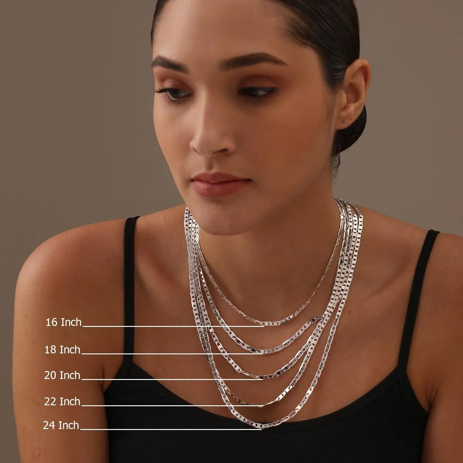 LeCalla Solid 925 Sterling Silver Italian 3 MM, 4 MM Diamond-Cut Solid Flat Mariner Link Chain Necklace for Women Men with Lobster Clasp, Made in Italy (16, 18, 20, 22, 24 Inches)