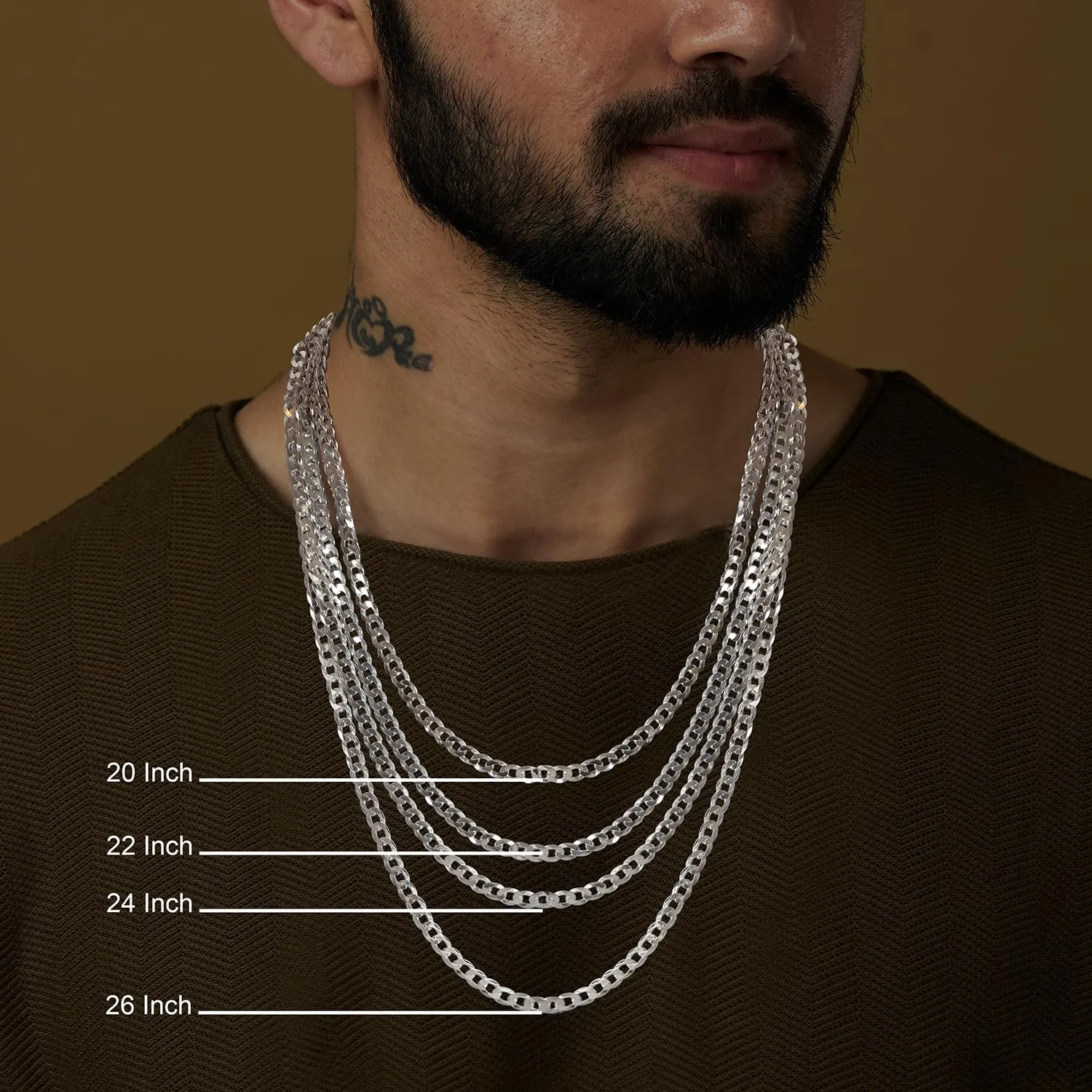 LeCalla Solid 925 Sterling Silver Italian 5mm, 6mm Diamond-Cut Cuban Link Curb Chain Necklace for Men Women (16, 18, 20, 22, 24, 26 Inches), Made in Italy