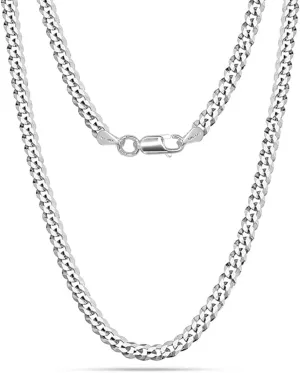 LeCalla Solid 925 Sterling Silver Italian 5mm, 6mm Diamond-Cut Cuban Link Curb Chain Necklace for Men Women (16, 18, 20, 22, 24, 26 Inches), Made in Italy