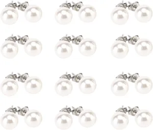 LEILE 12pairs colors Assorted Mixed Wholesale Lot Glass Pearl Earrings Studs Gift Set Stainless Steel Pin for Women