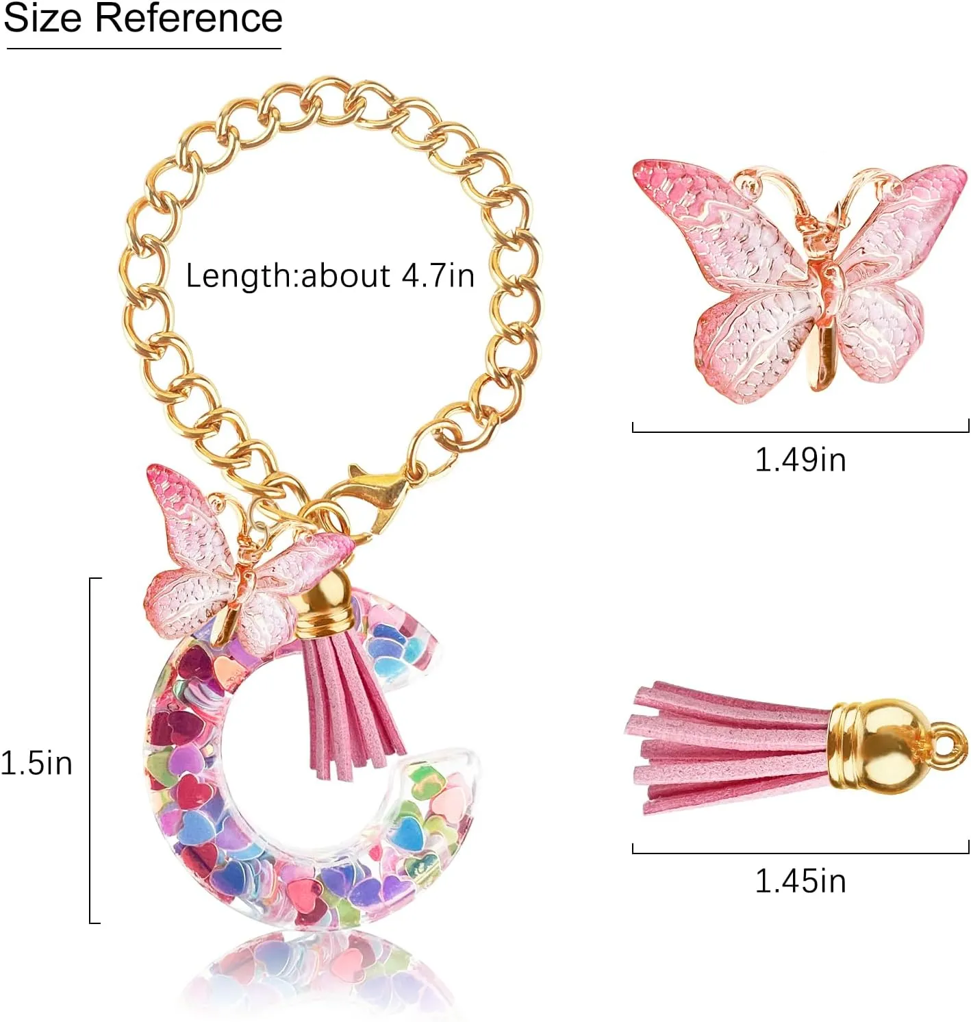 Letter Charm Accessories for Stanley Cup with Handle, Cute Initial Letter C Keychain Handle Charm with Butterfly for Stanley Tumbler for Women Girls