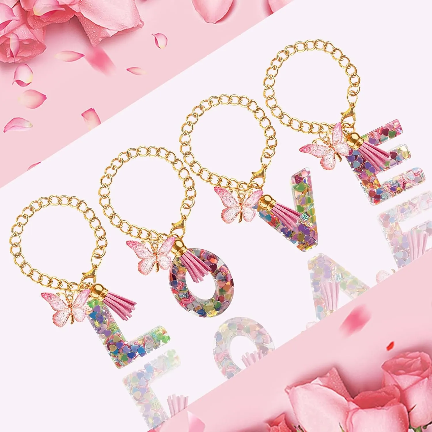 Letter Charm Accessories for Stanley Cup with Handle, Cute Initial Letter C Keychain Handle Charm with Butterfly for Stanley Tumbler for Women Girls