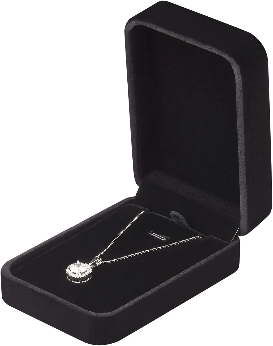 LETURE 3 Pieces Velvet Pendant Necklace Gift Boxes Set, Classic Jewelry Packaging Storage Case, Jewellry Display Box for Wedding, Engagement, Proposal, Birthday and Anniversary (Black)