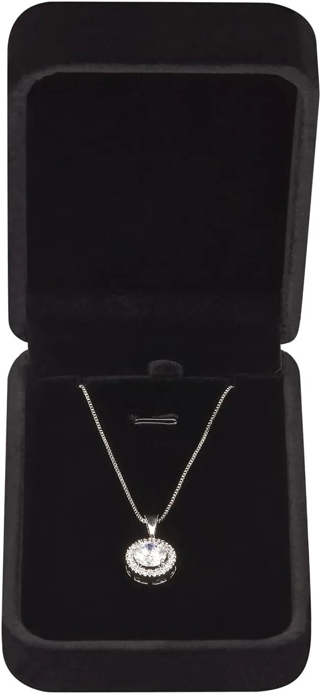 LETURE 3 Pieces Velvet Pendant Necklace Gift Boxes Set, Classic Jewelry Packaging Storage Case, Jewellry Display Box for Wedding, Engagement, Proposal, Birthday and Anniversary (Black)