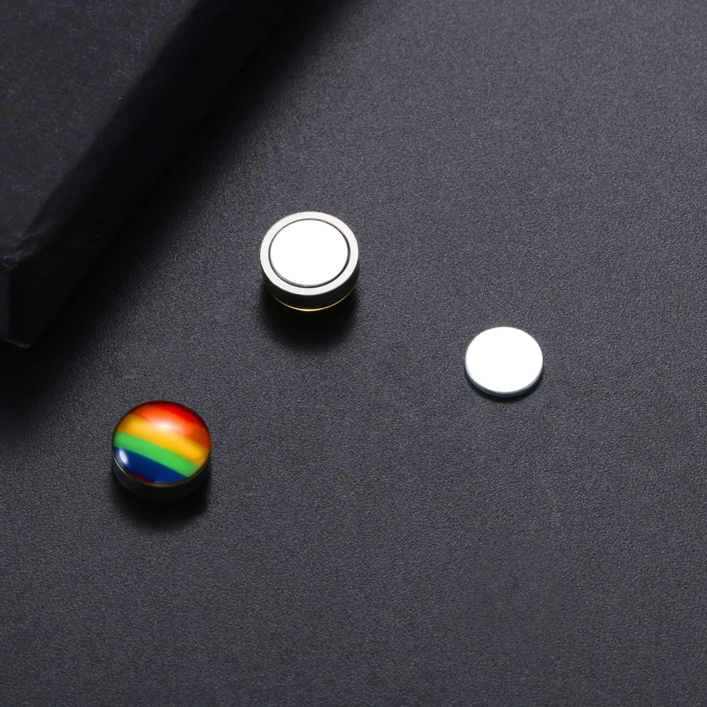 LGBT Rainbow Non-Pierced Magnetic Clip On Earrings 10mm Fake Gauges Ear Studs Earrings, Gay Lesbian Pride Earrings Jewelry