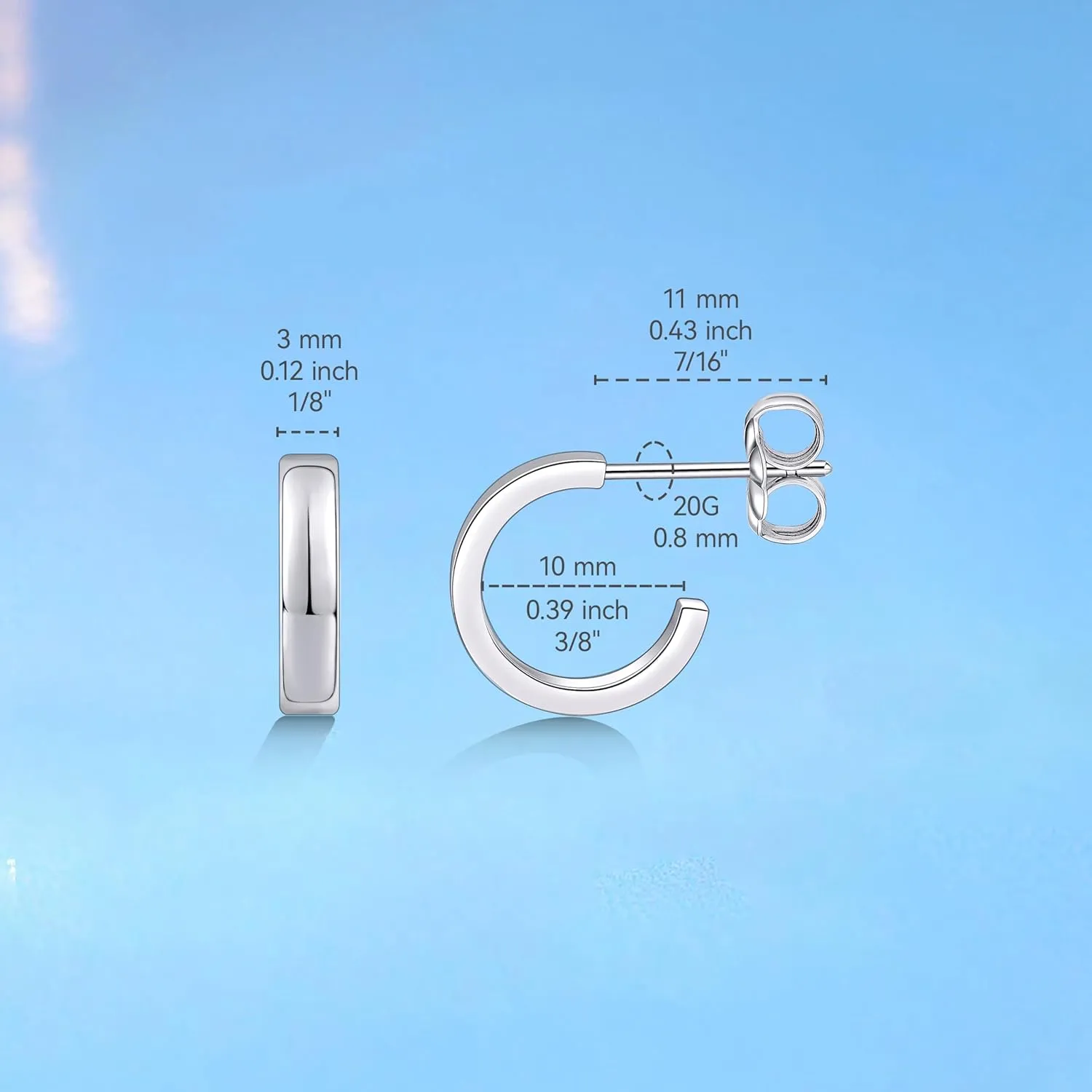 Limerencia Hypoallergenic G23 Pure Titanium Big Post Thin Square Edge Open Hoop | F136 Implant Grade Womens Dainty Hoop Earrings | Lightweight for Sensitive Ears