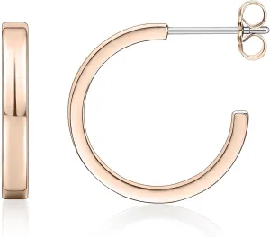 Limerencia Hypoallergenic G23 Pure Titanium Big Post Thin Square Edge Open Hoop | F136 Implant Grade Womens Dainty Hoop Earrings | Lightweight for Sensitive Ears