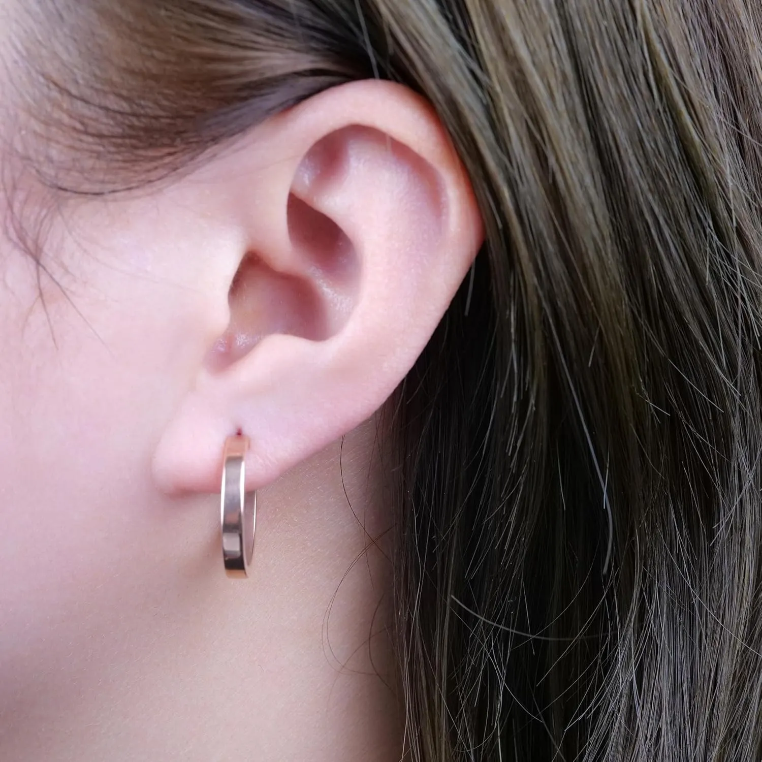 Limerencia Hypoallergenic G23 Pure Titanium Big Post Thin Square Edge Open Hoop | F136 Implant Grade Womens Dainty Hoop Earrings | Lightweight for Sensitive Ears