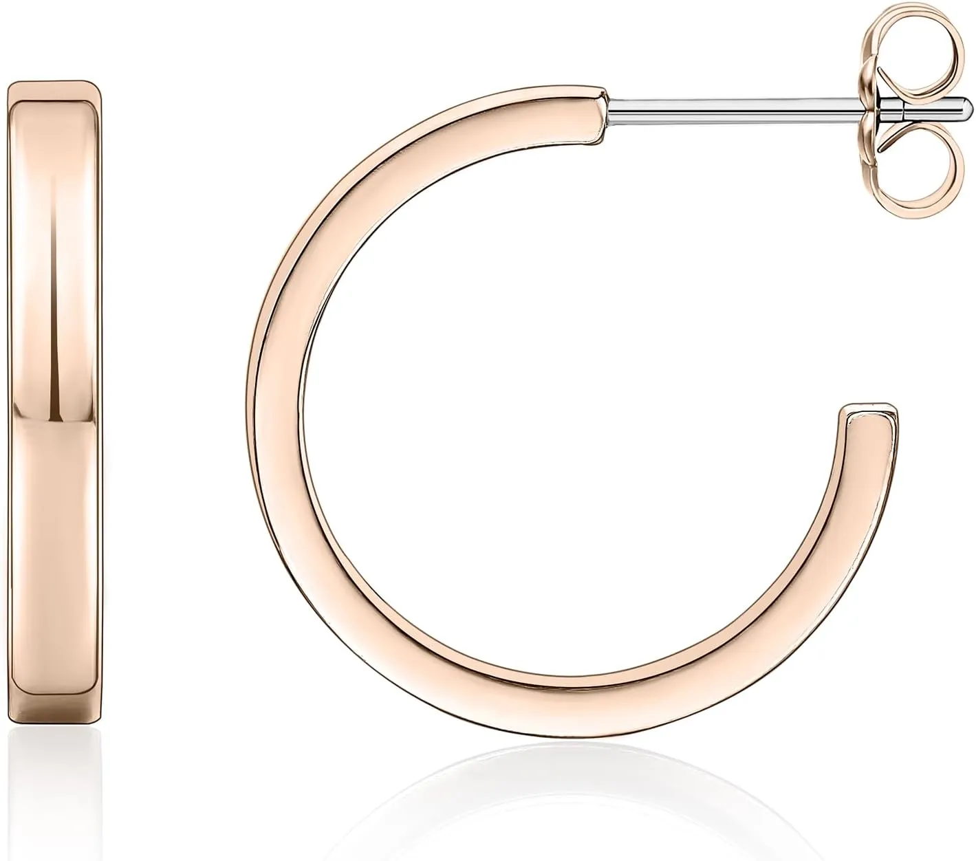 Limerencia Hypoallergenic G23 Pure Titanium Big Post Thin Square Edge Open Hoop | F136 Implant Grade Womens Dainty Hoop Earrings | Lightweight for Sensitive Ears